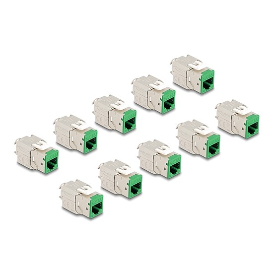 Delock Keystone Modul RJ45 anya - LSA Cat.6A eszközmentes zöld 10 db-os szett
