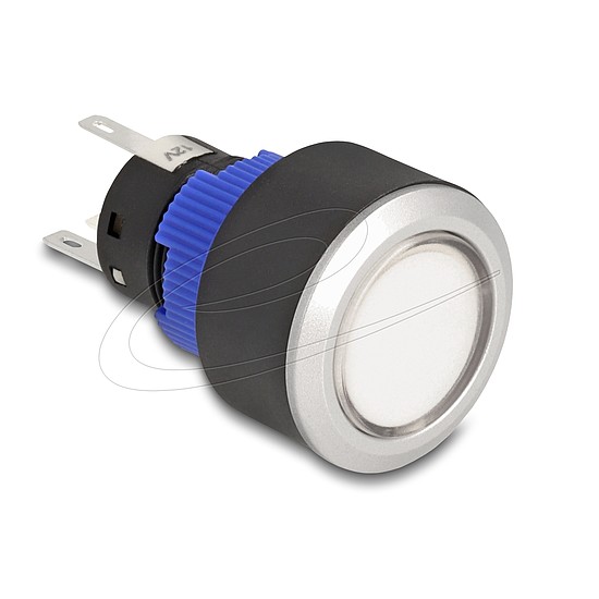 Delock Kiálló nyomógomb installációhoz 22 mm 5 db. forrasztott csatlakozó működtetővel lapos, műanyag fehér LED világítás
