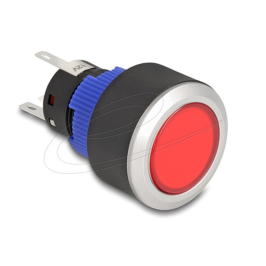 Delock Kiálló nyomógomb installációhoz 22 mm 5 db. forrasztott csatlakozó működtetővel lapos, műanyag piros LED világítás
