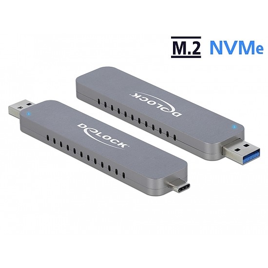 Delock Külső ház az M.2 NVME PCIe SSD-hez USB Type-C - és A-típusú USB csatlakozóval apa (42616)