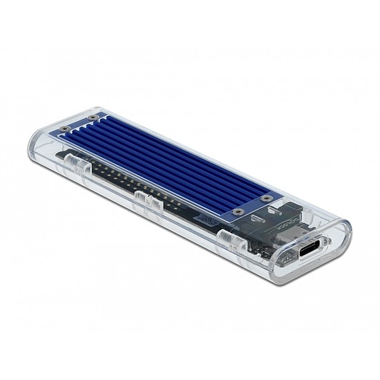 Delock Külso ház M.2 NVME PCIe SSD-hez USB Type-C csatlakozóval anya áttetszo (42620)