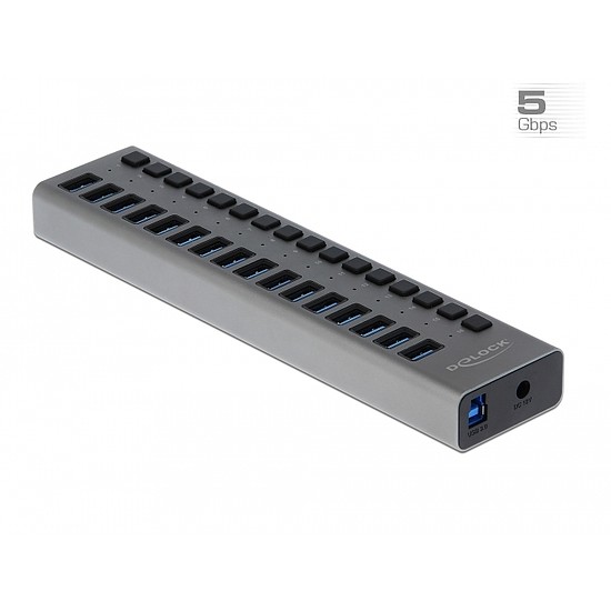 Delock Külső SuperSpeed USB hub 16 bemenettel és kapcsolóval (63739)