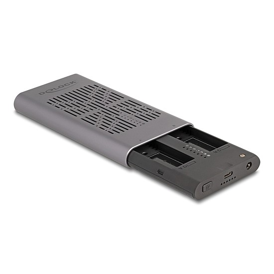 Delock Külső USB 20 Gbps ház 2 x M.2 NVMe PCIe SSD-hez USB Type-C anyával és klón funkcióval