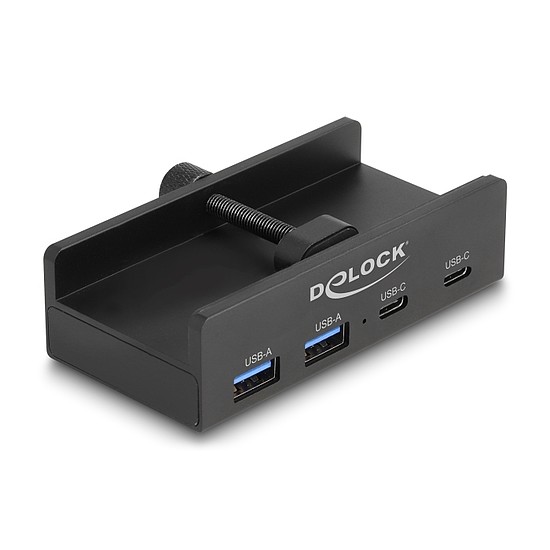 Delock Külső USB 5 Gbps 4 Port Hubon keresztül 2 x A-típusú USB és 2 x USB Type-C -k záró csavarmenettel