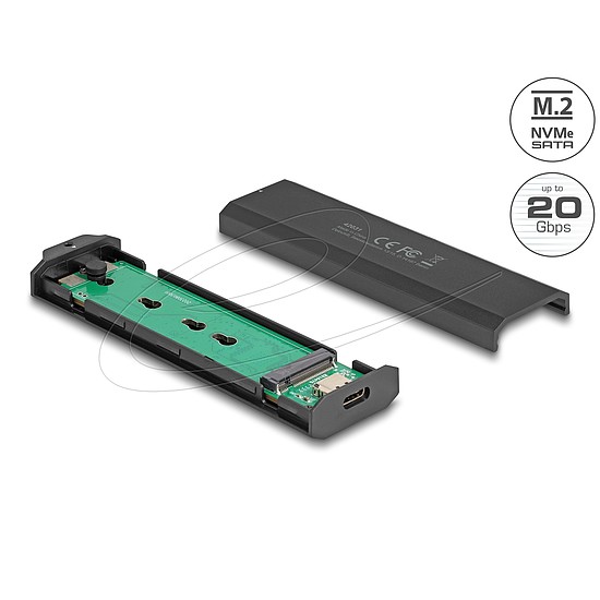 Delock Külső USB Type-C 20 Gbps kombinált ház M.2 NVMe PCIe vagy SATA SSD eszközhöz - szerszám mentes