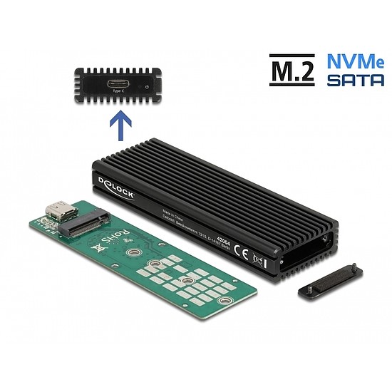 Delock Külső USB Type-C kombinált ház M.2 NVMe PCIe vagy SATA SSD eszközhöz