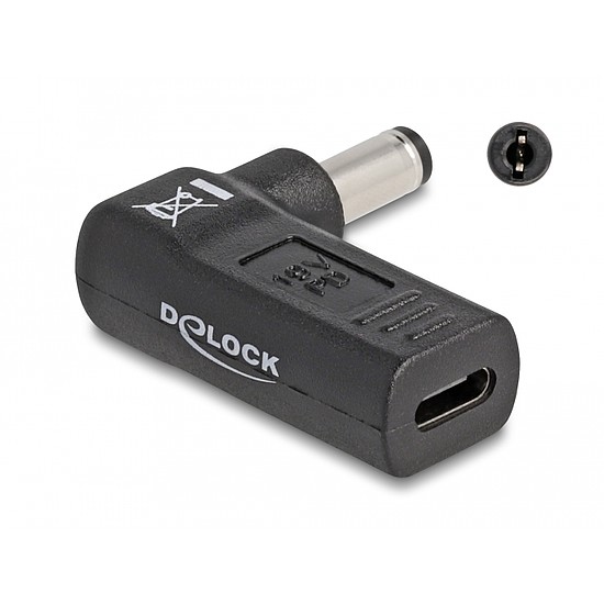 Delock Laptop töltőkábel adapter USB Type-C anya - 5,5 x 2,1 mm apa 90 fokban hajlított (60010)
