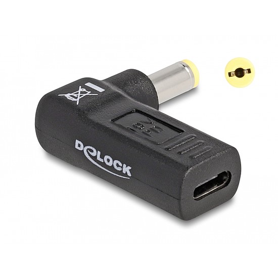 Delock Laptop töltőkábel adapter USB Type-C anya - Acer 5,5 x 1,7 mm apa 90 fokban hajlított (60009)