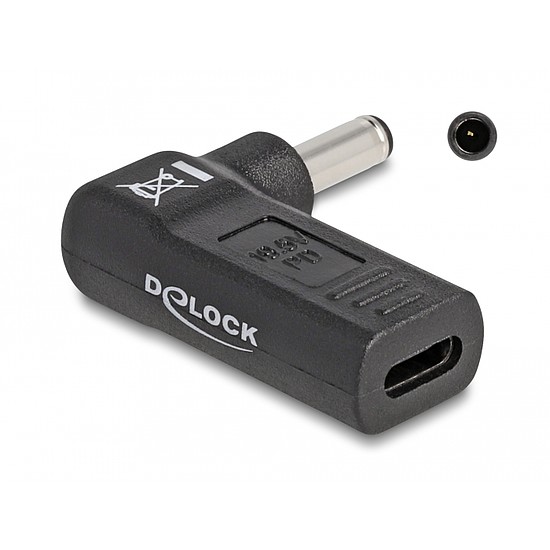 Delock Laptop töltőkábel adapter USB Type-C anya - Dell 4,5 x 3,0 mm apa 90 fokban hajlított (60007)