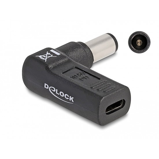 Delock Laptop töltőkábel adapter USB Type-C anya - Dell 7,4 x 5,0 mm apa 90 fokban hajlított (60008)