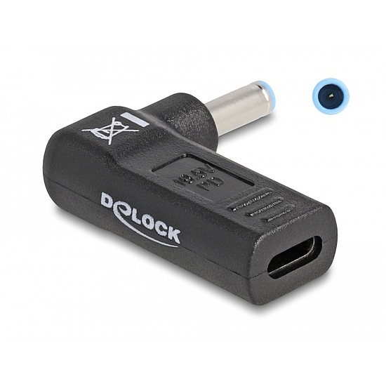 Delock Laptop töltőkábel adapter USB Type-C anya - HP 4,5 x 3,0 mm apa 90 fokban hajlított (60004)