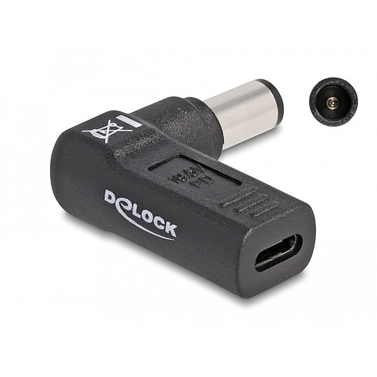 Delock Laptop töltőkábel adapter USB Type-C anya - HP 7,4 x 5,0 mm apa 90 fokban hajlított (60005)