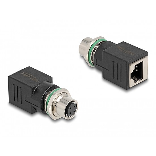 Delock M12 Adapter D-kódolt 4 tűs anya - RJ45 anya egyenes