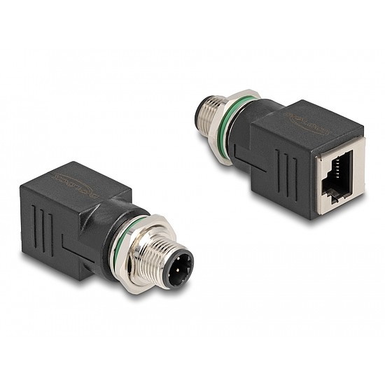 Delock M12 adapter D-kódolt 4 tűs apa - RJ45 anya egyenes