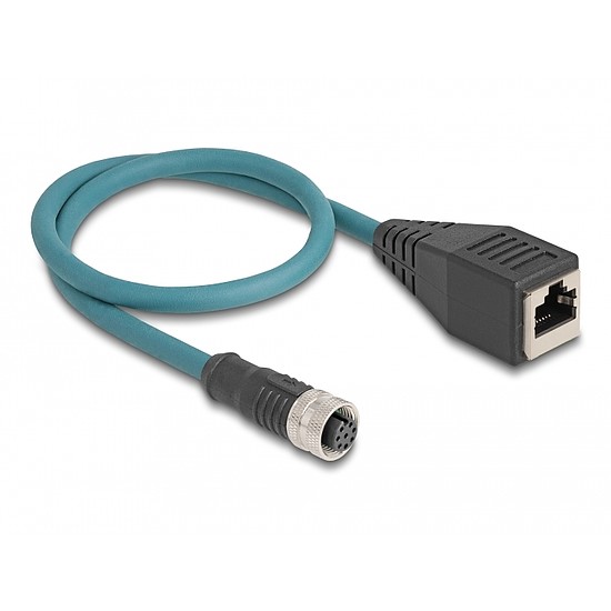 Delock M12 adapter kábel A-kódolt 8 tűs anya - RJ45 anya 50 cm