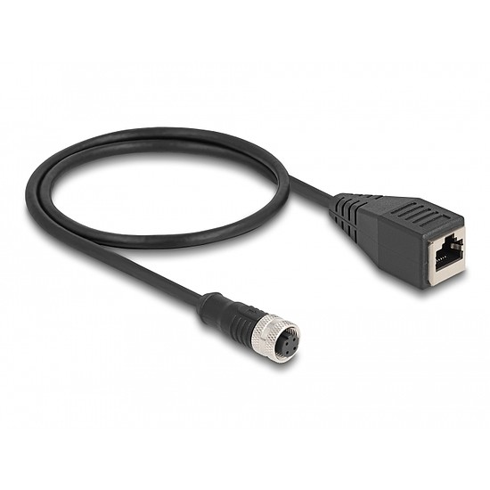 Delock M12 adapter kábel D-kódolt 4 tűs anya - RJ45 anya 50 cm