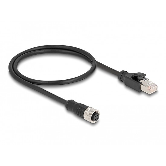 Delock M12 adapter kábel D-kódolt 4 tűs anya - RJ45 apa 50 cm