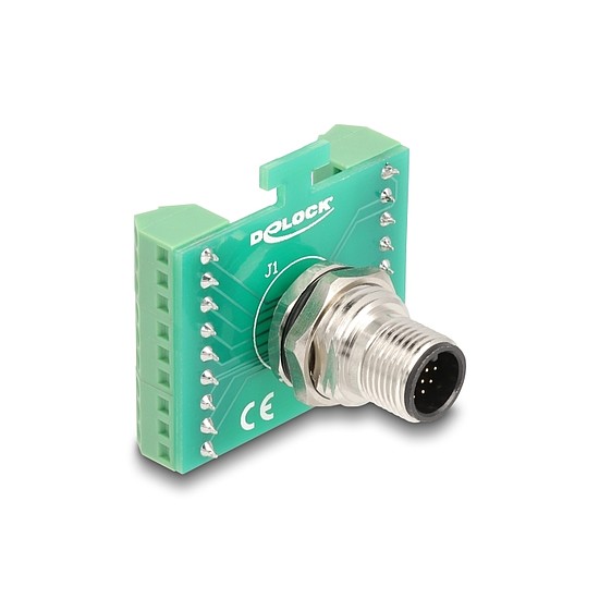 Delock M12 transzfer modul adapter 17 tűs A-kódú apa - 18 tűs sorkapocs installáláshoz