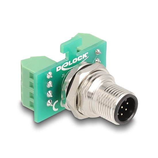 Delock M12 transzfer modul adapter 8 tűs A-kódú apa - 9 tűs sorkapocs installáláshoz