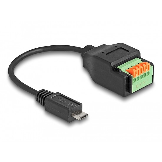Delock Micro-B-típusú USB 2.0 kábel apa - terminal block adapter lenyomó gombbal 15 cm
