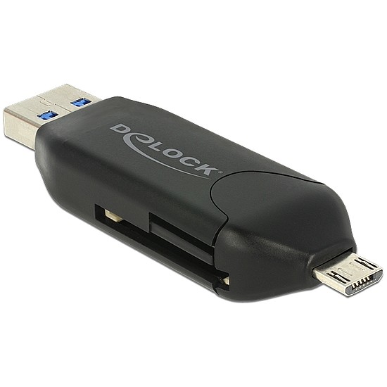 Delock Micro USB OTG-kártyaolvasó + USB 3.0 A-csatlakozódugó (91734)