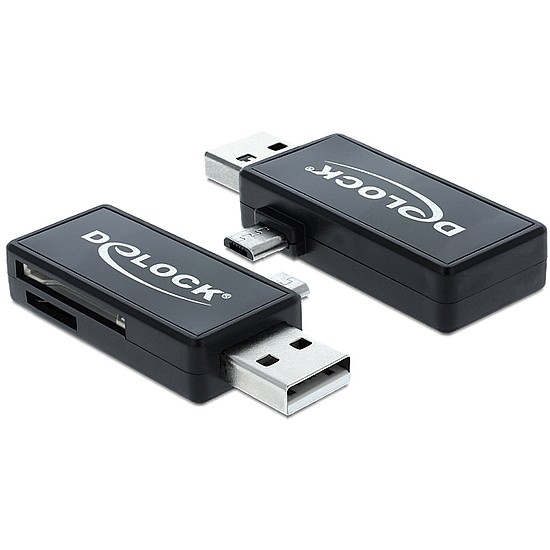 Delock Micro USB OTG-kártyaolvasó + USB A-csatlakozódugó (91731)