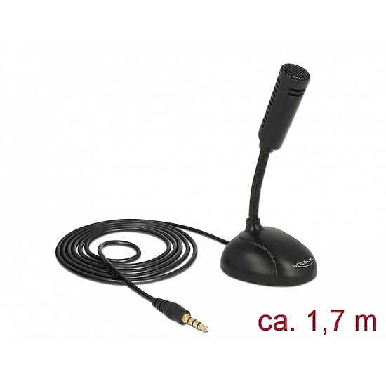 Delock mikrofon okostelefonhoz / tablethez állvánnyal 3,5 mm-es 4 pólusú sztereó jack (65872)