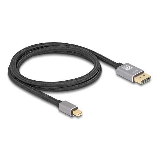 Delock Mini DisplayPort - DisplayPort-kábel 8K 60 Hz 1 m szürke fém retesz nélküli