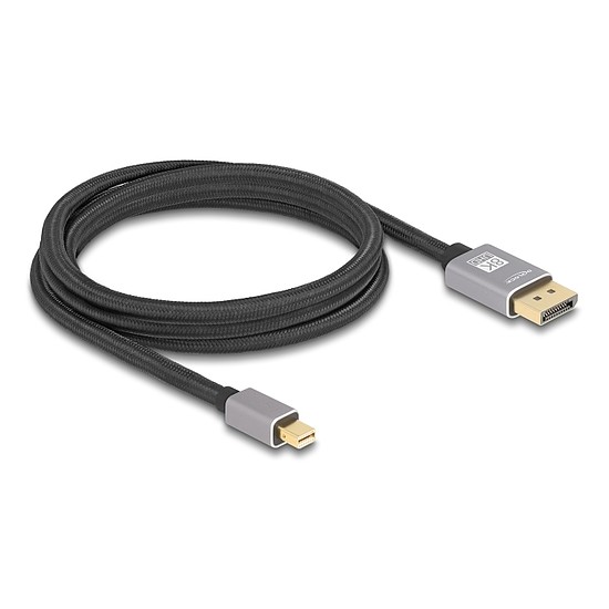 Delock Mini DisplayPort - DisplayPort-kábel 8K 60 Hz 2 m szürke fém retesz nélküli
