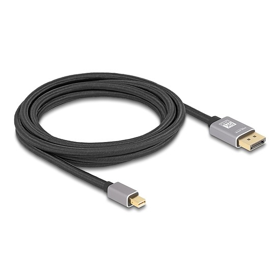 Delock Mini DisplayPort - DisplayPort-kábel 8K 60 Hz 3 m szürke fém retesz nélküli
