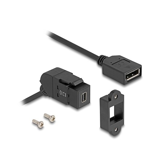 Delock Mini DisplayPort panel tartó anya - DisplayPort anya 45 -ban hajlított 30 cm kábellel 8K 30 Hz fekete