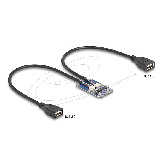 Delock Mini PCIe adapter teljes méret - 2 x USB 2.0 A-típus anya 30 cm