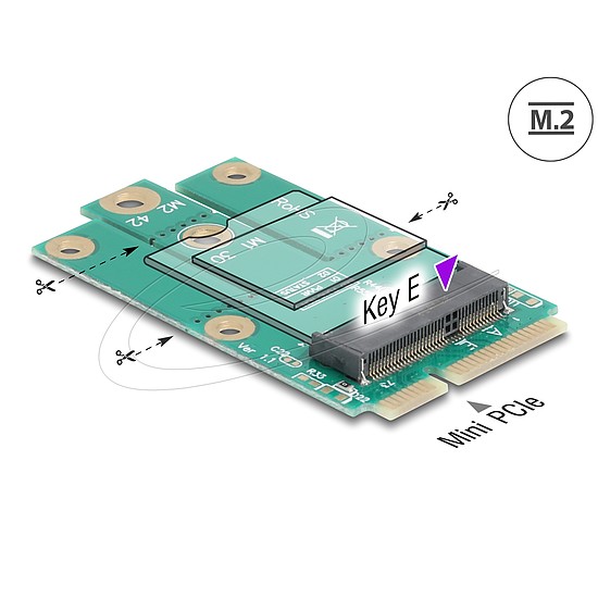 Delock Mini PCIe apa - M.2 kulcs E csatlakoztató adapter