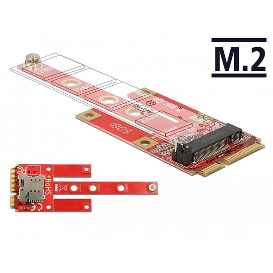 Delock Mini PCIe Átalakító > M.2 Kulcs B rés + Micro SIM rés (63384)