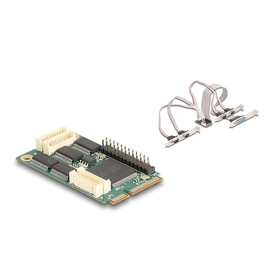 Delock Mini PCIe I/O PCIe teljes méretű 4 x soros RS-232, 1 x párhuzamos