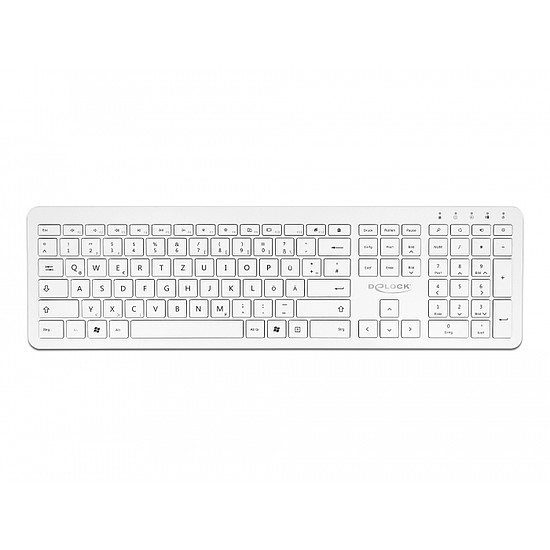 Delock NÉMET 2,4 GHz-es vezetéknélküli USB klaviatúra fehér (lapos) (12014)