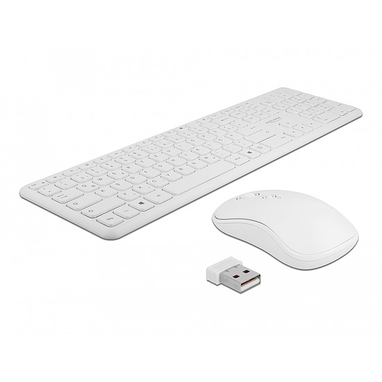 Delock NÉMET Vezetékmentes USB klaviatúra és egér szett 2,4 GHz, fehér (12703)