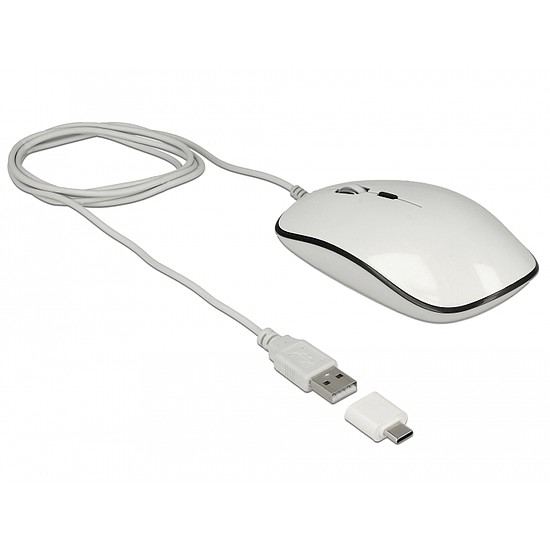 Delock Optikai 4 gombos USB A-típusú + USB Type-C asztali egér (12532)