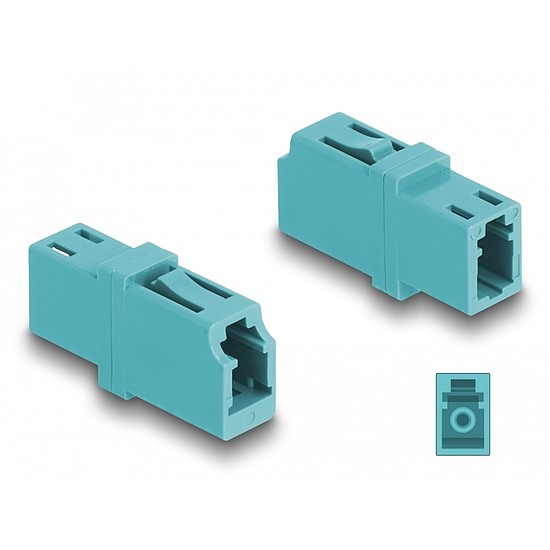 Delock Optikai szál párosító LC Simplex anya - LC Simplex anya OM3 aqua