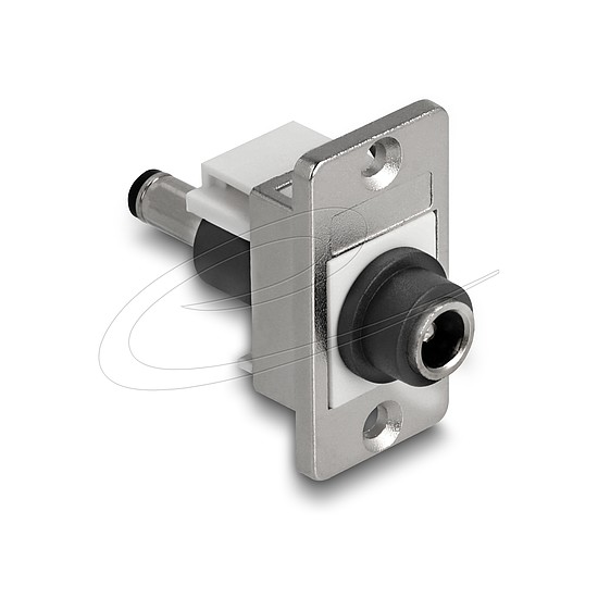 Delock panel tartó DC 5,5 x 2,1 mm-es anya DC 5,5 x 2,5 mm-es apa ezüst / fehér / fekete