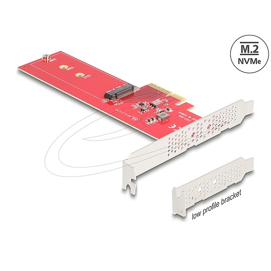 Delock PCI Express 5.0 x4 Kártya - 1 x belső NVMe M.2 aljzattal, M nyílással - alacsony profilú formatényező