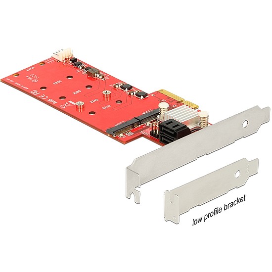 Delock PCI Express Card > Hybrid 2 x internal M.2 NGFF + 2 x SATA 6 Gb/s with RAID Low Profile (89379)