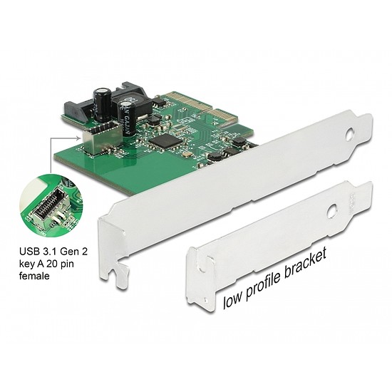 Delock PCI Express Kártya 1 x belső USB 3.2 Gen 2 Kulcs A, 20 tűs anya csatlakozó (89029)