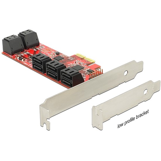 Delock PCI Express kártya > 10db belső SATA (6Gb/s) csatlakozóval, alacsony profilú kivitel (89384)