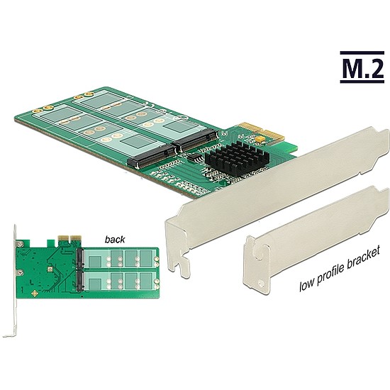 Delock PCI Express Kártya > 4 x belső M.2 Key B - alacsony profilú formatényező (89588)