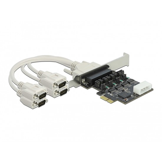 Delock PCI Express Kártya > 4 x soros RS-232 tápfeszültséggel 5 V / 12 V (89895)