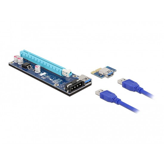 Delock PCI Express Riser kártya x1 - x16, 60 cm-es USB-kábellel (41430)