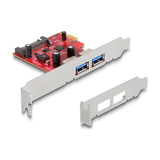 Delock PCI Express x1 Kártya -2 x külső USB 5 Gbps A-típusú hüvely - alacsony profilú