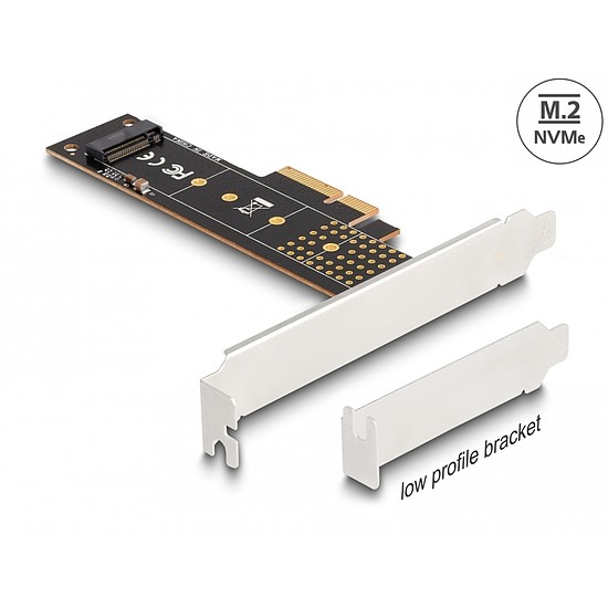 Delock PCI Express x4-kártya - 1 x belső NVMe M.2 Key M 110 mm - alacsony profilú formatényező (89836)