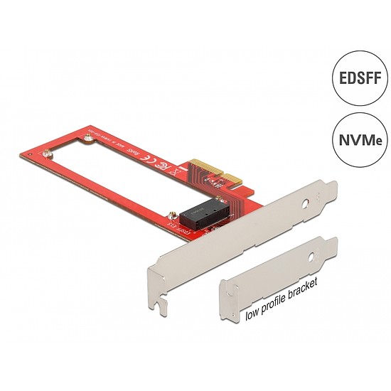 Delock PCI Express x4-kártya - 1 x EDSFF E1.S nyílás - alacsony profilú formatényező (90055)